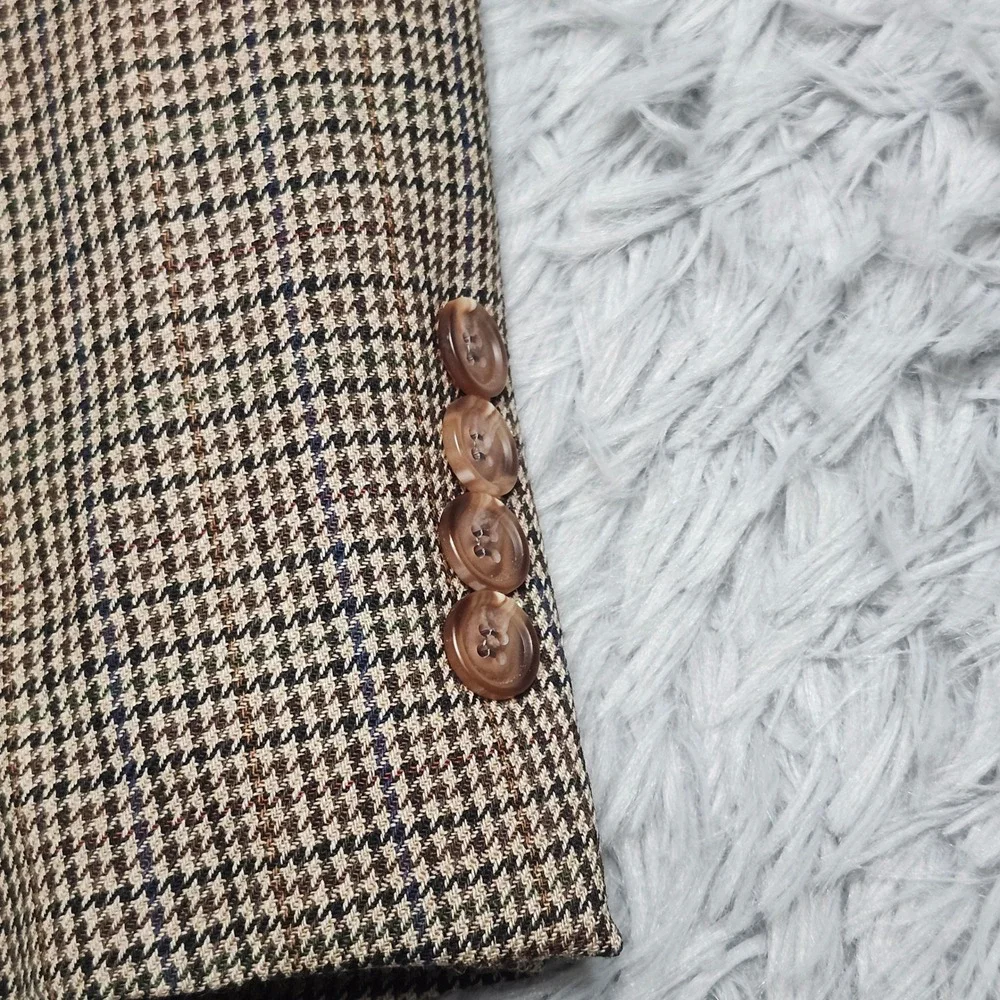 Lauren Ralph Lauren Blazer Mens 54R Brown Houndstooth 100% Wool Sport Coat Suit